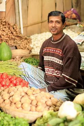Gemüsehänder in Rajshahi