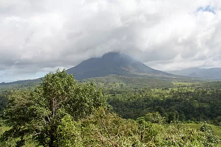 Most of the time the peak of Arenal volcanoe was hidden by clouds