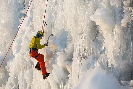 Ice climber at Þingvellir National Park
